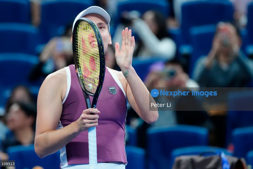 Elise Mertens of Belgium in action against Iga Swiatek of Poland during their women's singles quarter-final match on day ten of China Open at the National Tennis Center on October 9, 2026 in Beijing, China. (Photo by Peter Li/Nexpher Images)