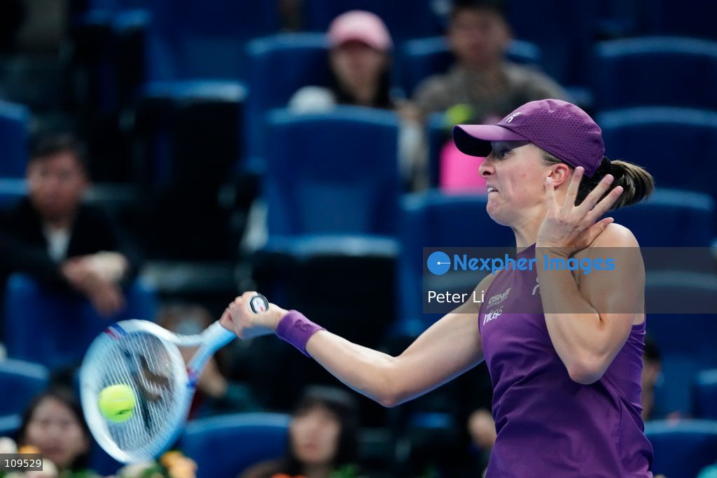 Iga Swiatek of Poland in action against Elise Mertens of Belgium during their women's singles quarter-final match on day ten of China Open at the National Tennis Center on October 9, 2026 in Beijing, China. (Photo by Peter Li/Nexpher Images)