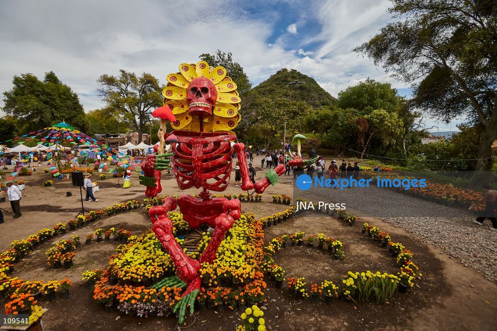 ATLIXCO DE MÚGICA Y OSORIO, PUEBLA, MEXICO – OCTOBER 25, 2026: A monumental Catrina, a large-scale skeletal figure, is displayed in Atlixco during the sixth edition of the "Valley of the Catrinas" (Valle de las Catrinas) festival. These figures represent deities and characters from the pre-Hispanic worldview of Mexico’s indigenous cultures. (Photo by Juan Perez Puente/JNA Press via Nexpher Images)
