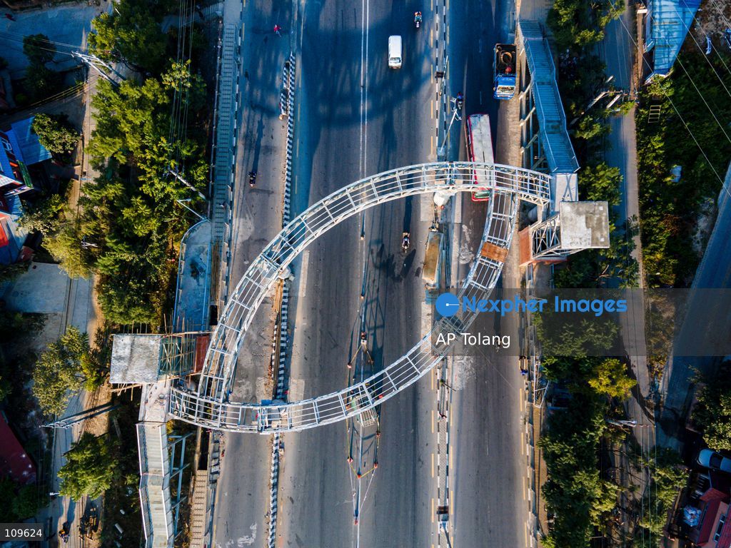 KATHMANDU, NEPAL – October 26, 2026: An aerial view shows a sky bridge with a lift under construction in its final stages at Kusunti Height in Lalitpur, Nepal. The project is nearing completion and is expected to open to the public soon, adding a new infrastructure feature to the area. (Photo by AP Tolang/Nexpher Images)