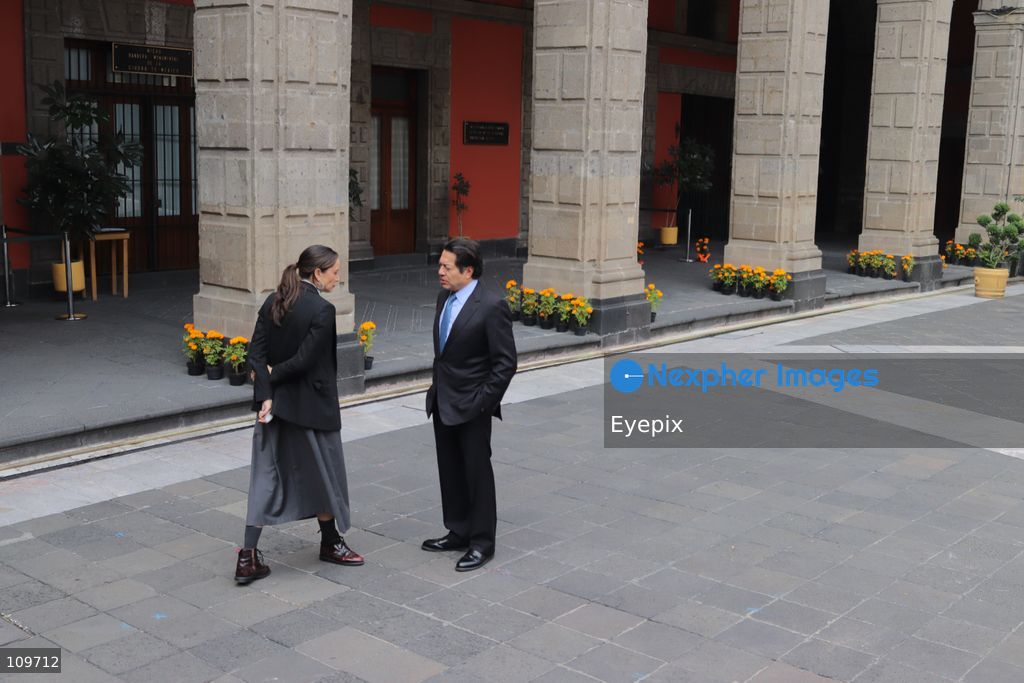 Mexico’s Minister of Public Education, Mario Delgado Carrillo and Mexico's Culture Minister Claudia Curiel de Icaza attend the presentation of the first National School Choir Contest (Primer Concurso Nacional de Coros Escolares) inside the Main Patio at the National Palace on October 26, 2026 in Mexico City, Mexico. (Photo by Carlos Santiago/ Eyepix Group/Eyepix via Nexpher Images)