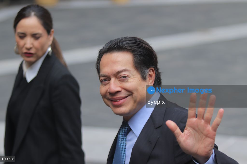 Mexico’s Minister of Public Education, Mario Delgado Carrillo and Mexico's Culture Minister Claudia Curiel de Icaza attend the presentation of the first National School Choir Contest (Primer Concurso Nacional de Coros Escolares) inside the Main Patio at the National Palace on October 26, 2026 in Mexico City, Mexico. (Photo by Carlos Santiago/ Eyepix Group/Eyepix via Nexpher Images)