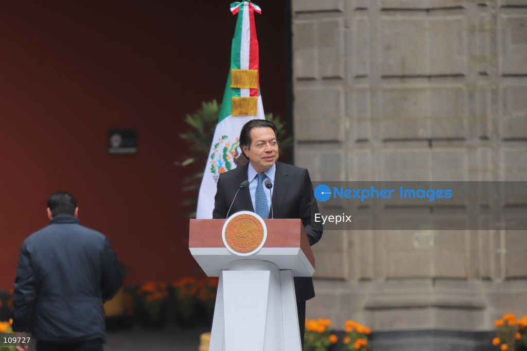 Mexico’s Minister of Public Education, Mario Delgado Carrillo speaks during the presentation of the first National School Choir Contest (Primer Concurso Nacional de Coros Escolares) inside the Main Patio at the National Palace on October 26, 2026 in Mexico City, Mexico. (Photo by Carlos Santiago/ Eyepix Group/Eyepix via Nexpher Images)