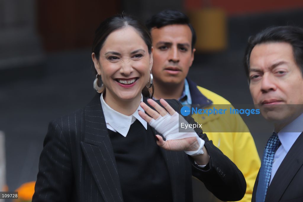 Mexico’s Minister of Public Education, Mario Delgado Carrillo and Mexico's Culture Minister Claudia Curiel de Icaza attend the presentation of the first National School Choir Contest (Primer Concurso Nacional de Coros Escolares) inside the Main Patio at the National Palace on October 26, 2026 in Mexico City, Mexico. (Photo by Carlos Santiago/ Eyepix Group/Eyepix via Nexpher Images)