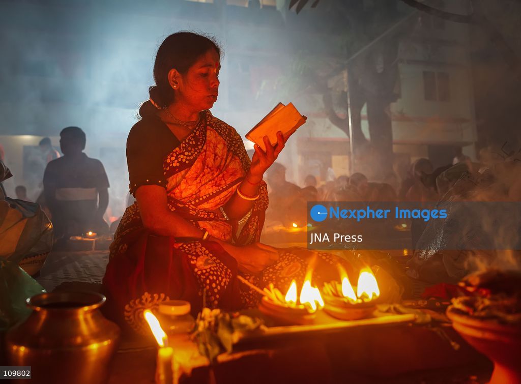DHAKA, BANGLADESH - OCTOBER 27, 2026: Hindu devotees pray during Rakher Upobash, a fasting festival held during the month of Kartik, at the Shri Shri Lokenath Brahmachari Ashram temple. (Photo by Sohel Chowdhury/JNA Press via Nexpher Images)