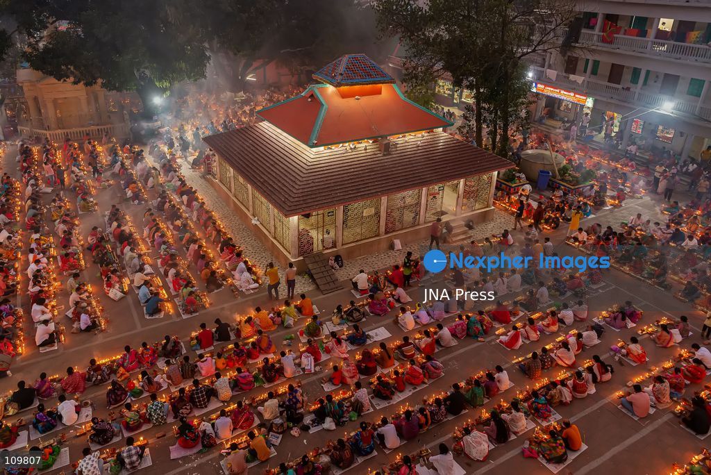 DHAKA, BANGLADESH - OCTOBER 27, 2026: Hindu devotees pray during Rakher Upobash, a fasting festival held during the month of Kartik, at the Shri Shri Lokenath Brahmachari Ashram temple. (Photo by Sohel Chowdhury/JNA Press via Nexpher Images)