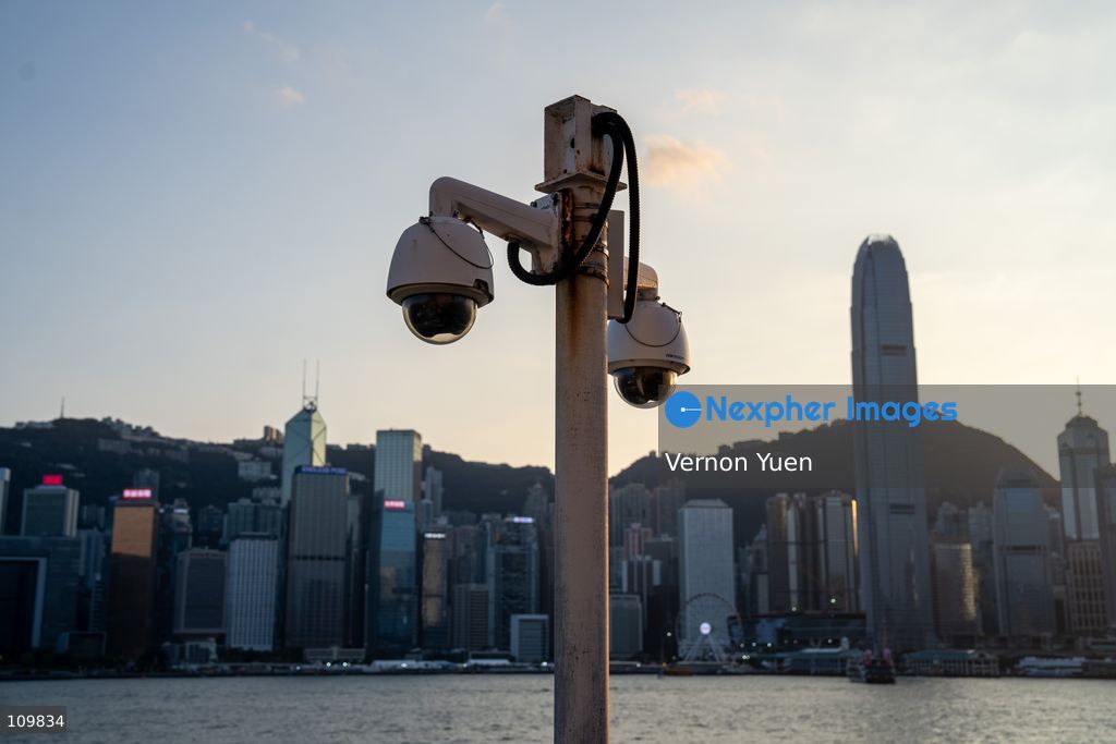 CCTV camera in front of the Hon Kong Skyline on October 26, 2026 in Hong Kong. (Photo by Vernon Yuen/Nexpher Images)