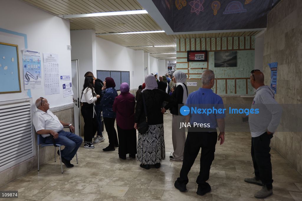 WEST JERUSALEM, OCTOBER 27, 2026: Israeli President Isaac Herzog and voters cast their ballots at a polling station in West Jerusalem during elections for Israel’s parliament, the Knesset. (Photo by Saeed Qaq/JNA Press via Nexpher Images)