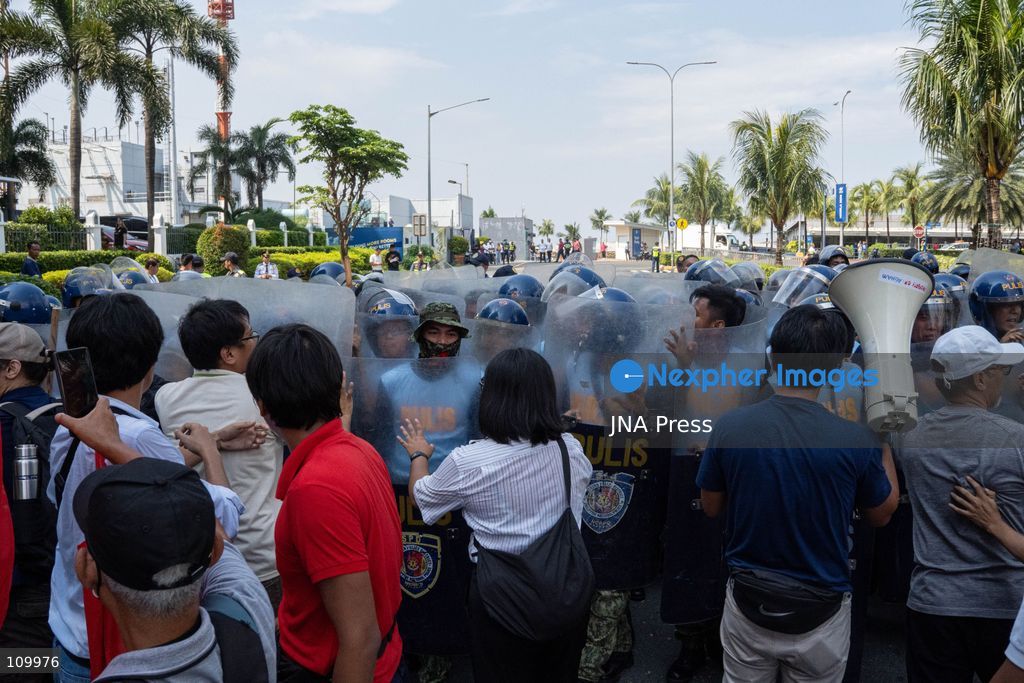 PASAY CITY, PHILIPPINES, OCTOBER 27, 2026: Environmental activists protest against Executive Order 122 and the US-led Pax Silica initiative during the Mining Philippines 2026 conference in Pasay City. Demonstrators call for the order’s repeal, warning that expanded mineral extraction threatens the environment and local communities. The order designates critical mineral projects as national priorities and accelerates the privatization of government-owned critical mineral mining assets. (Photo by Charles Edmon S. Perez/JNA Press via Nexpher Images)
