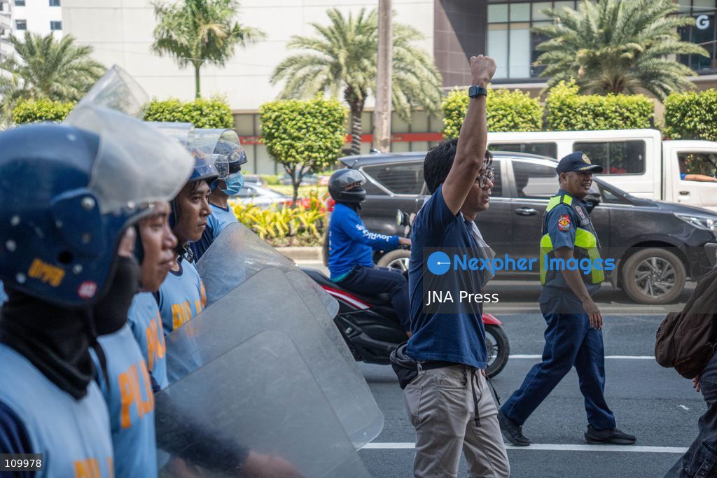 PASAY CITY, PHILIPPINES, OCTOBER 27, 2026: Environmental activists protest against Executive Order 122 and the US-led Pax Silica initiative during the Mining Philippines 2026 conference in Pasay City. Demonstrators call for the order’s repeal, warning that expanded mineral extraction threatens the environment and local communities. The order designates critical mineral projects as national priorities and accelerates the privatization of government-owned critical mineral mining assets. (Photo by Charles Edmon S. Perez/JNA Press via Nexpher Images)