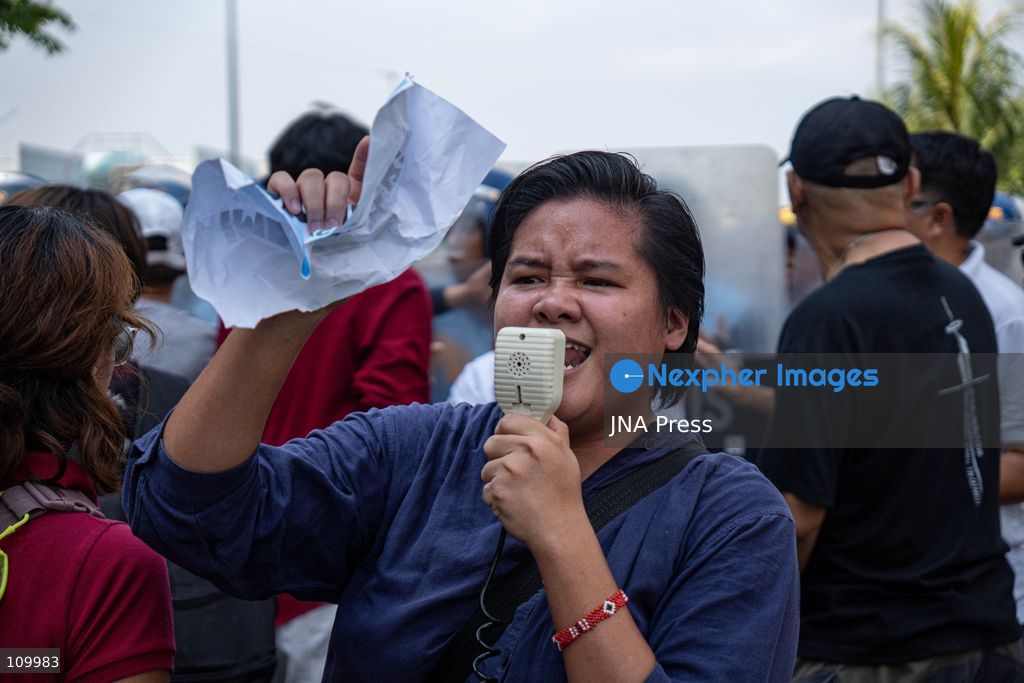 PASAY CITY, PHILIPPINES, OCTOBER 27, 2026: Environmental activists protest against Executive Order 122 and the US-led Pax Silica initiative during the Mining Philippines 2026 conference in Pasay City. Demonstrators call for the order’s repeal, warning that expanded mineral extraction threatens the environment and local communities. The order designates critical mineral projects as national priorities and accelerates the privatization of government-owned critical mineral mining assets. (Photo by Charles Edmon S. Perez/JNA Press via Nexpher Images)