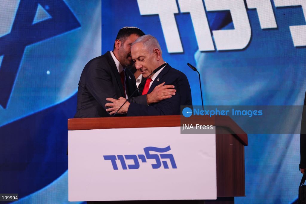 WEST JERUSALEM, OCTOBER 28, 2026: Israeli Prime Minister and Likud party leader Benjamin Netanyahu addresses supporters at the party’s election headquarters in West Jerusalem following the release of exit polls and preliminary results from Israel’s parliamentary elections held on October 27. (Photo by Saeed Qaq/JNA Press via Nexpher Images)
