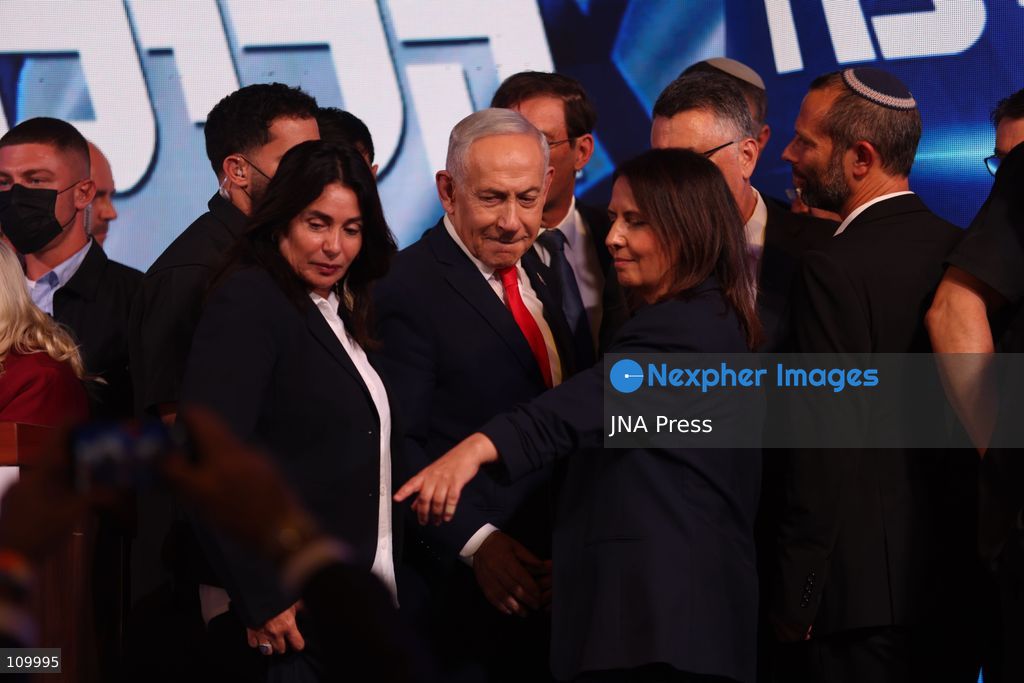 WEST JERUSALEM, OCTOBER 28, 2026: Israeli Prime Minister and Likud party leader Benjamin Netanyahu addresses supporters at the party’s election headquarters in West Jerusalem following the release of exit polls and preliminary results from Israel’s parliamentary elections held on October 27. (Photo by Saeed Qaq/JNA Press via Nexpher Images)