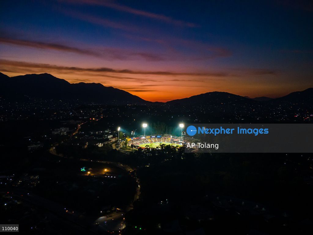 KATHMANDU, NEPAL – OCTOBER 27, 2026: An aerial view shows the cricket match of Season 3 of the Nepal Premier League (NPL) at Tribhuvan University International Cricket Stadium in Kirtipur, Kathmandu, Nepal. (Photo by AP Tolang/Nexpher Images)