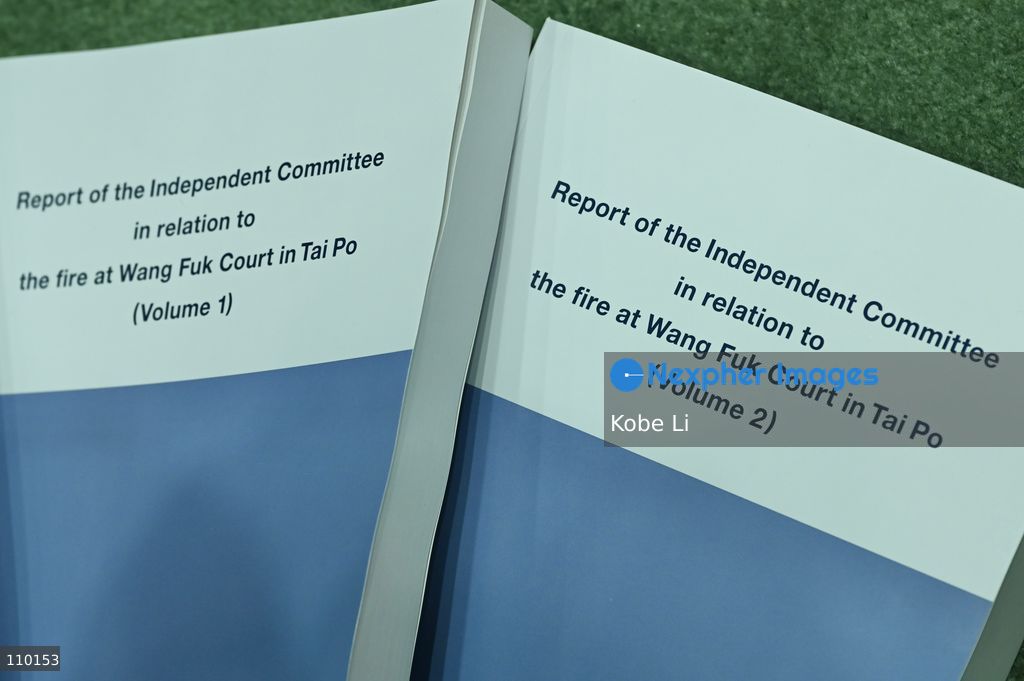 Report of the Independent Committee in relation to the fire at Wang Fuk Court in Tai Po displaying at press conference on October 29, 2026 in Hong Kong. (Photo by Kobe Li/Nexpher Images)