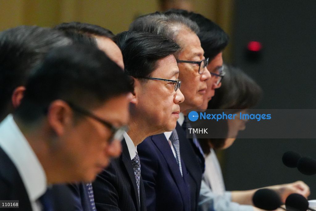 Hong Kong Chief Executive John Lee Ka-chiu speaks during a press conference on the release of the independent inquiry report into the Wang Fuk Court fire, seen from a side angle at the Central Government Offices in Hong Kong on October 29, 2026. Lee apologises on behalf of the government and pledges comprehensive reforms. (Photo by Zulu Lo/TMHK via Nexpher Images)
