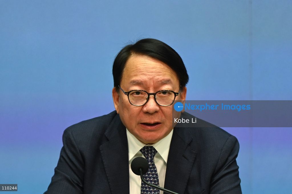 Eric Chan, Hong Kong Secretary for Administration, speaking at a press conference to the report of the Independent Committee in relation to the fire at Wang Fuk Court in Tai Po on October 29, 2026 in Hong Kong. (Photo by Kobe Li/Nexpher Images)