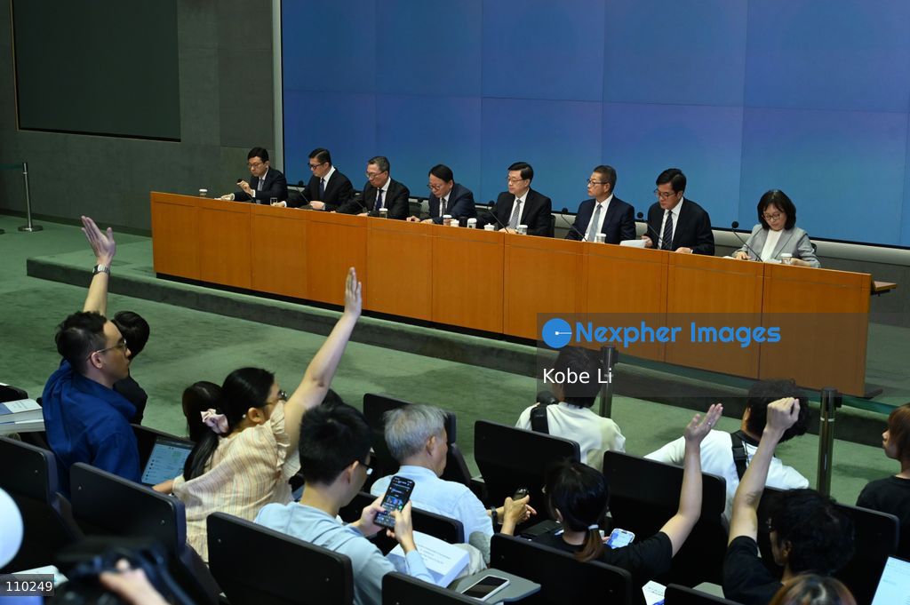 John Lee, The Chief Executive, and relevant officials hold a press conference to the report of the Independent Committee in relation to the fire at Wang Fuk Court in Tai Po on October 29, 2026 in Hong Kong. (Photo by Kobe Li/Nexpher Images)