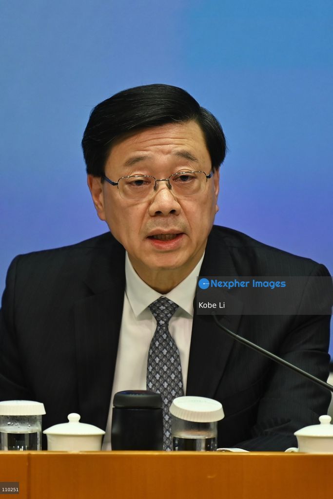 John Lee, The Chief Executive, and relevant officials hold a press conference to the report of the Independent Committee in relation to the fire at Wang Fuk Court in Tai Po on October 29, 2026 in Hong Kong. (Photo by Kobe Li/Nexpher Images)