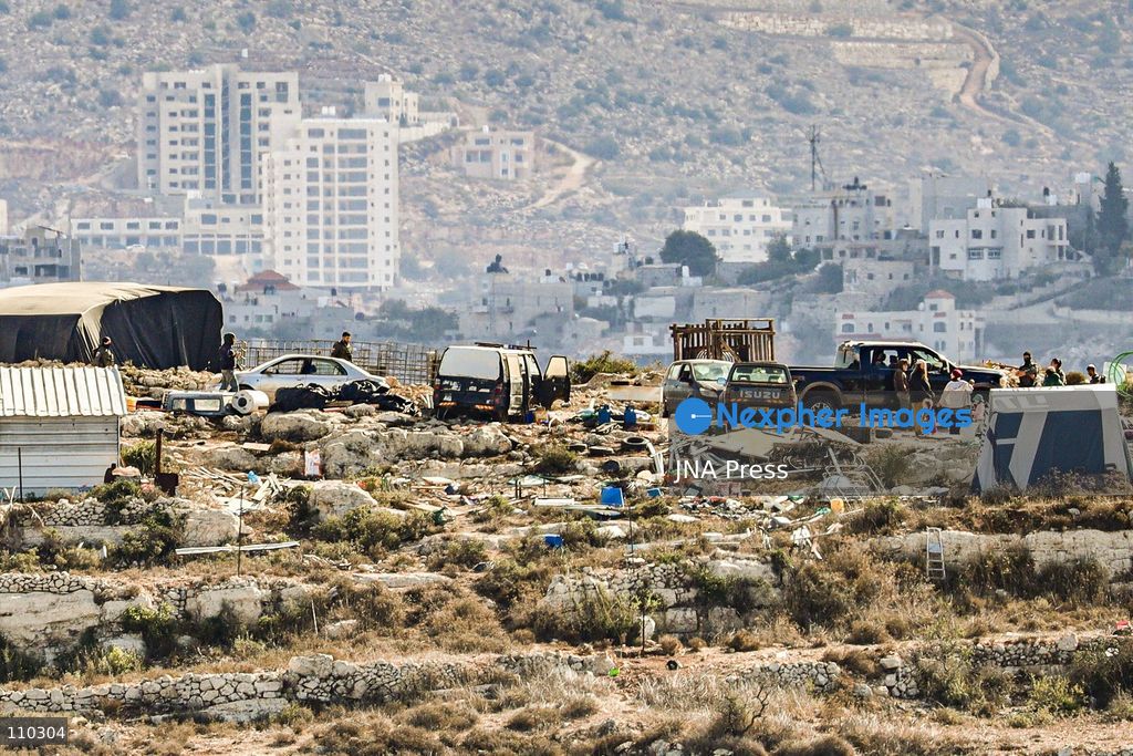 ATARA, PALESTINE, OCTOBER 29, 2026: Israeli forces evacuate an illegal settlement outpost built on land belonging to the Palestinian village of Atara, north of Ramallah in the occupied West Bank, for the third time. According to the information provided, settlers have returned to the site after previous evacuations, expanded the outpost and added new caravans. The repeated evacuations and subsequent returns highlight the ongoing dispute over land in the occupied West Bank and the continued establishment and expansion of Israeli settler outposts on Palestinian-owned land. (Photo by Salman Mohsen Alkhatib/JNA Press via Nexpher Images)