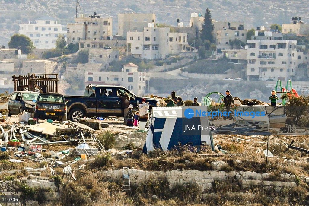 ATARA, PALESTINE, OCTOBER 29, 2026: Israeli forces evacuate an illegal settlement outpost built on land belonging to the Palestinian village of Atara, north of Ramallah in the occupied West Bank, for the third time. According to the information provided, settlers have returned to the site after previous evacuations, expanded the outpost and added new caravans. The repeated evacuations and subsequent returns highlight the ongoing dispute over land in the occupied West Bank and the continued establishment and expansion of Israeli settler outposts on Palestinian-owned land. (Photo by Salman Mohsen Alkhatib/JNA Press via Nexpher Images)