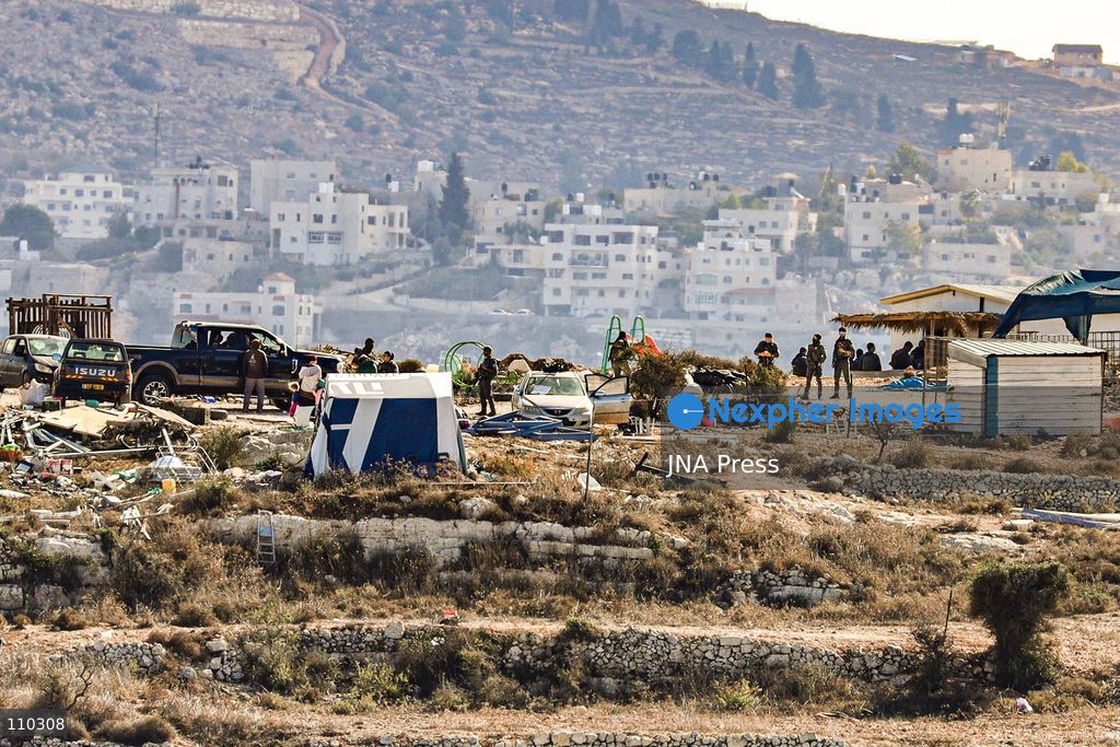 ATARA, PALESTINE, OCTOBER 29, 2026: Israeli forces evacuate an illegal settlement outpost built on land belonging to the Palestinian village of Atara, north of Ramallah in the occupied West Bank, for the third time. According to the information provided, settlers have returned to the site after previous evacuations, expanded the outpost and added new caravans. The repeated evacuations and subsequent returns highlight the ongoing dispute over land in the occupied West Bank and the continued establishment and expansion of Israeli settler outposts on Palestinian-owned land. (Photo by Salman Mohsen Alkhatib/JNA Press via Nexpher Images)