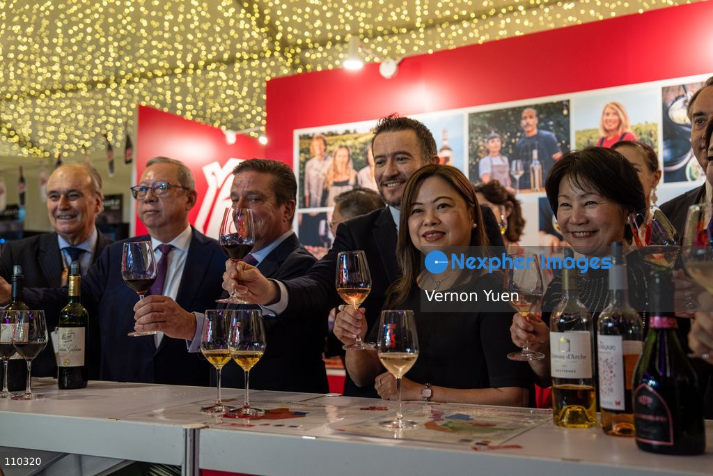 Hong Kong Secretary for Culture, Sports and Tourism, Rosanna Law Shuk-pui holding up a glass of wine at the Hong Kong Wine and Dine Festival 2026 on October 29, 2026 in Hong Kong. (Photo by Vernon Yuen/Nexpher Images)