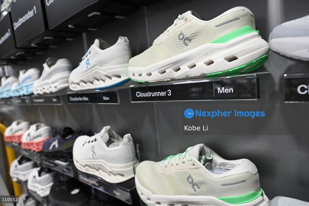 A general view showing some shoes of On Running displaying at shopping mall on October 30, 2026 in Hong Kong. (Photo by Kobe Li/Nexpher Images)
