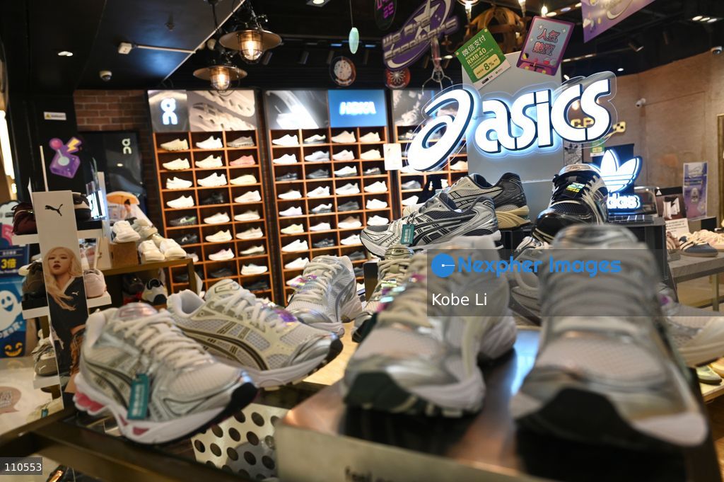 A general view showing some shoes of Asics displaying at shopping mall on October 30, 2026 in Hong Kong. (Photo by Kobe Li/Nexpher Images)
