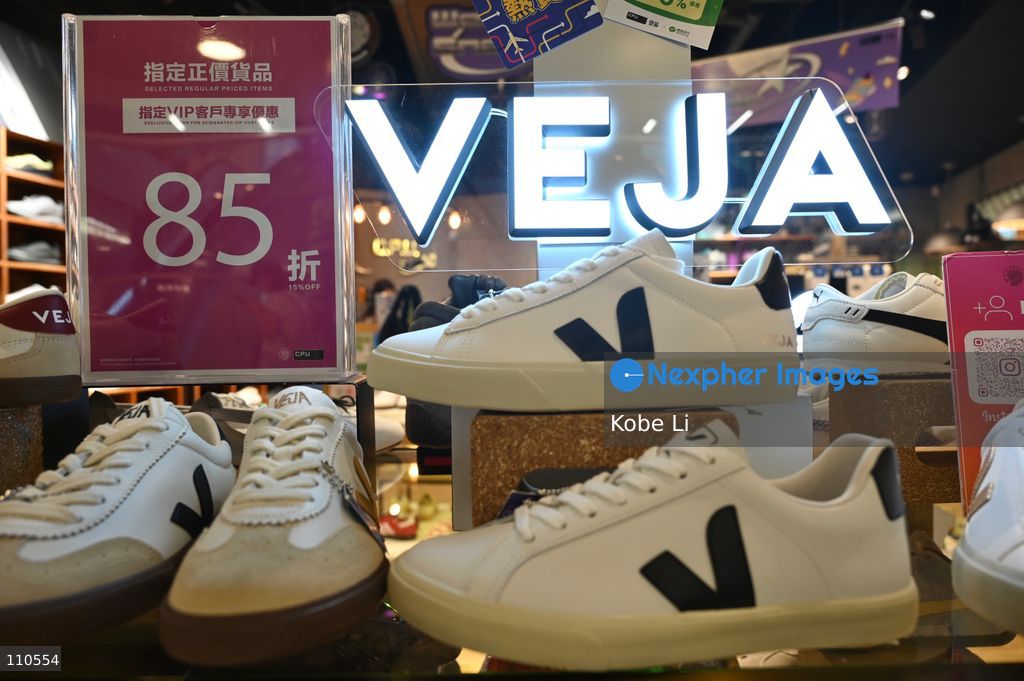 A general view showing some shoes of VEJA displaying at shopping mall on October 30, 2026 in Hong Kong. (Photo by Kobe Li/Nexpher Images)