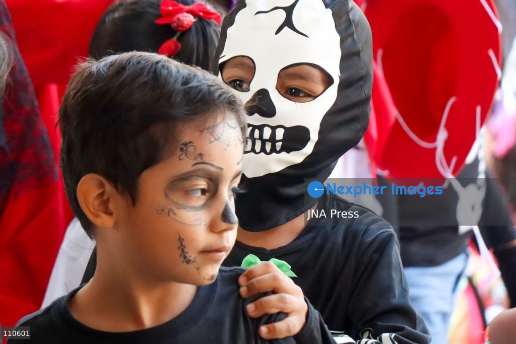 TUXTLA GUTIÉRREZ, MEXICO - OCTOBER 29, 2026: Children in colourful costumes and creative makeup, dressed as Catrinas, little skeletons and other traditional characters, get ready to celebrate Day of the Dead in the southern state of Chiapas. (Photo by Diego Pérez Gómez/JNA Press via Nexpher Images)
