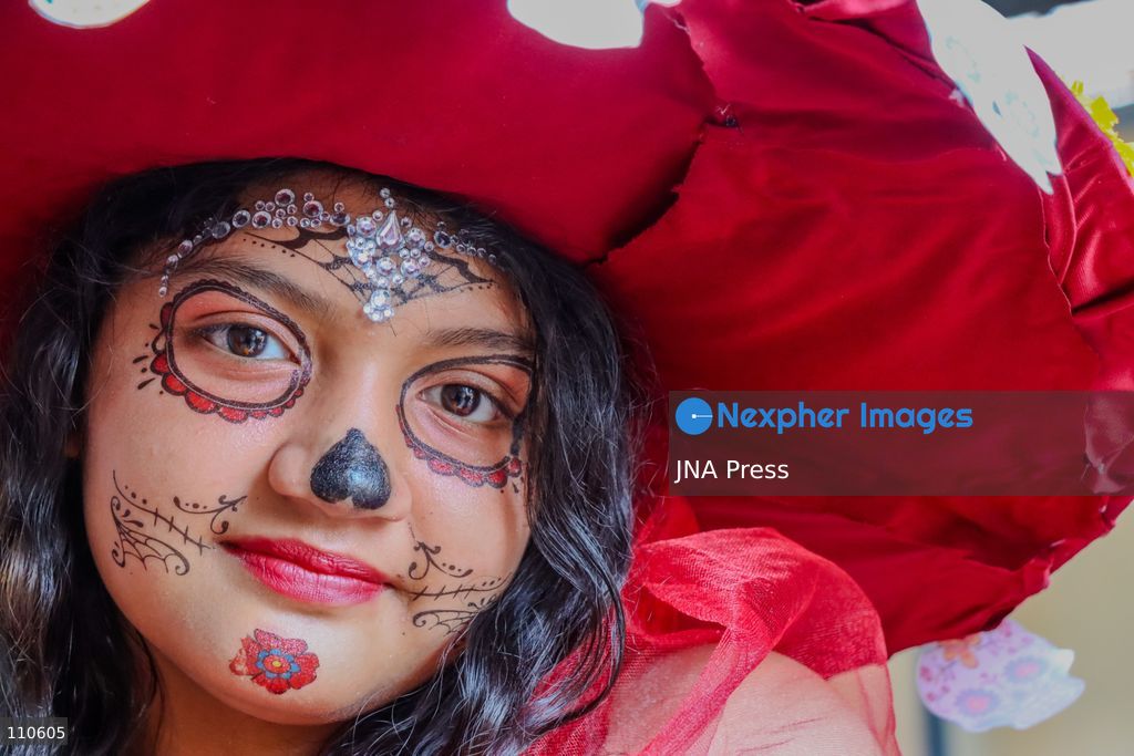 TUXTLA GUTIÉRREZ, MEXICO - OCTOBER 29, 2026: Children in colourful costumes and creative makeup, dressed as Catrinas, little skeletons and other traditional characters, get ready to celebrate Day of the Dead in the southern state of Chiapas. (Photo by Diego Pérez Gómez/JNA Press via Nexpher Images)