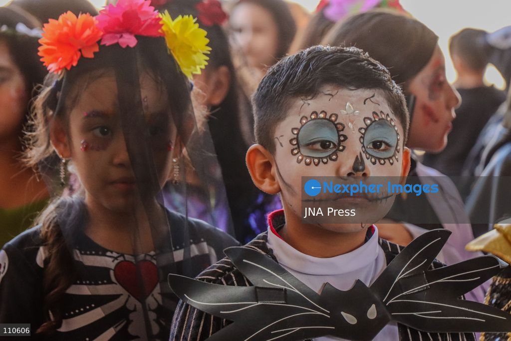 TUXTLA GUTIÉRREZ, MEXICO - OCTOBER 29, 2026: Children in colourful costumes and creative makeup, dressed as Catrinas, little skeletons and other traditional characters, get ready to celebrate Day of the Dead in the southern state of Chiapas. (Photo by Diego Pérez Gómez/JNA Press via Nexpher Images)