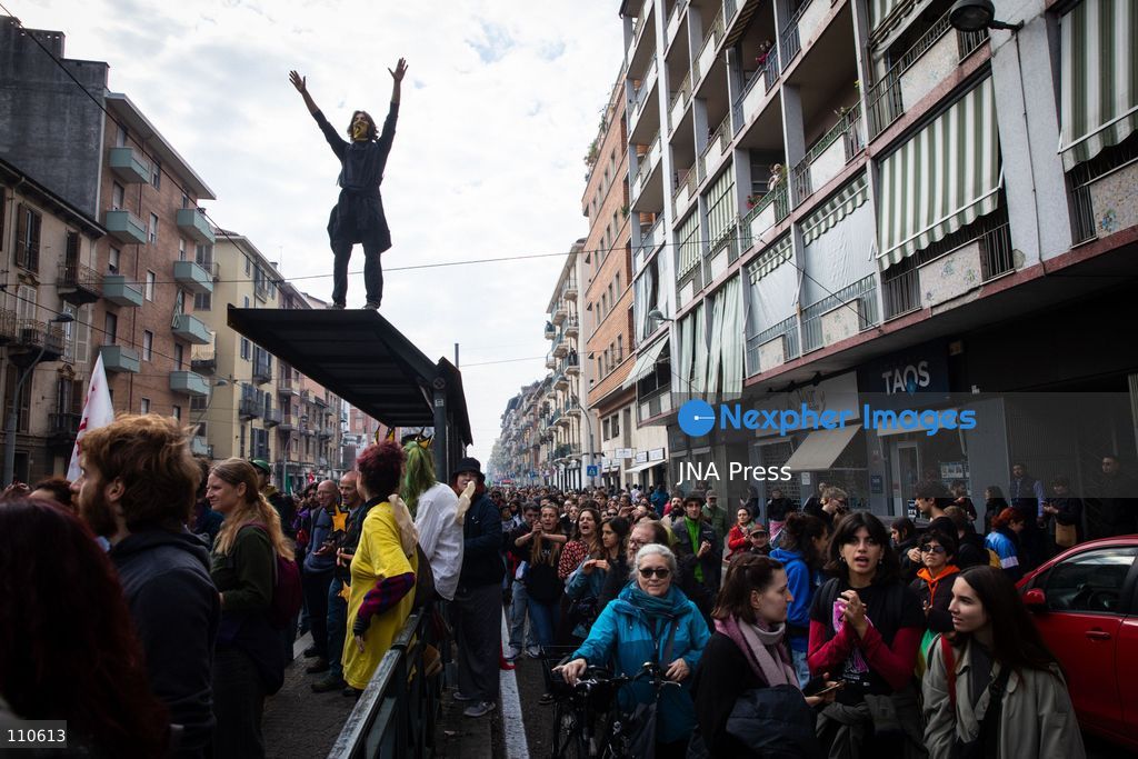 TURIN, ITALY - OCTOBER 30, 2026: Students and workers march through Turin during the general strike. Clashes broke out with police in Piazza Castello. (Photo by Luca Roggero/JNA Press via Nexpher Images)