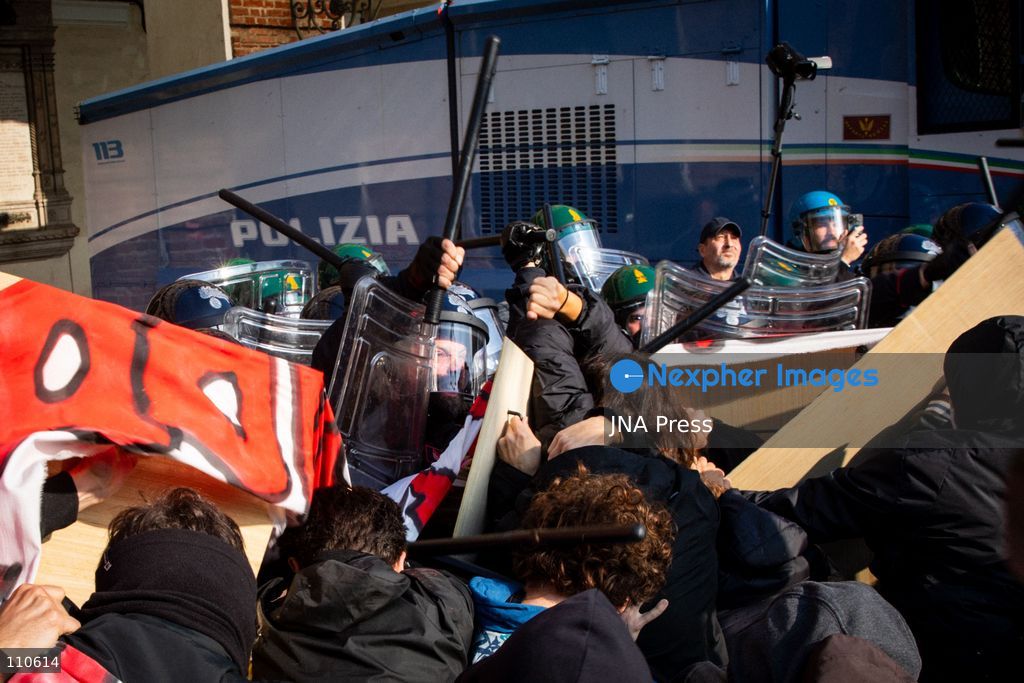 TURIN, ITALY - OCTOBER 30, 2026: Students and workers march through Turin during the general strike. Clashes broke out with police in Piazza Castello. (Photo by Luca Roggero/JNA Press via Nexpher Images)