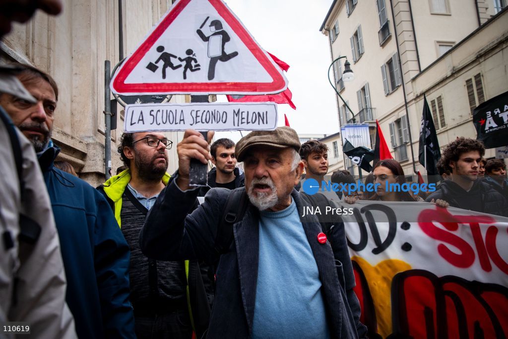 TURIN, ITALY - OCTOBER 30, 2026: Students and workers march through Turin during the general strike. Clashes broke out with police in Piazza Castello. (Photo by Luca Roggero/JNA Press via Nexpher Images)