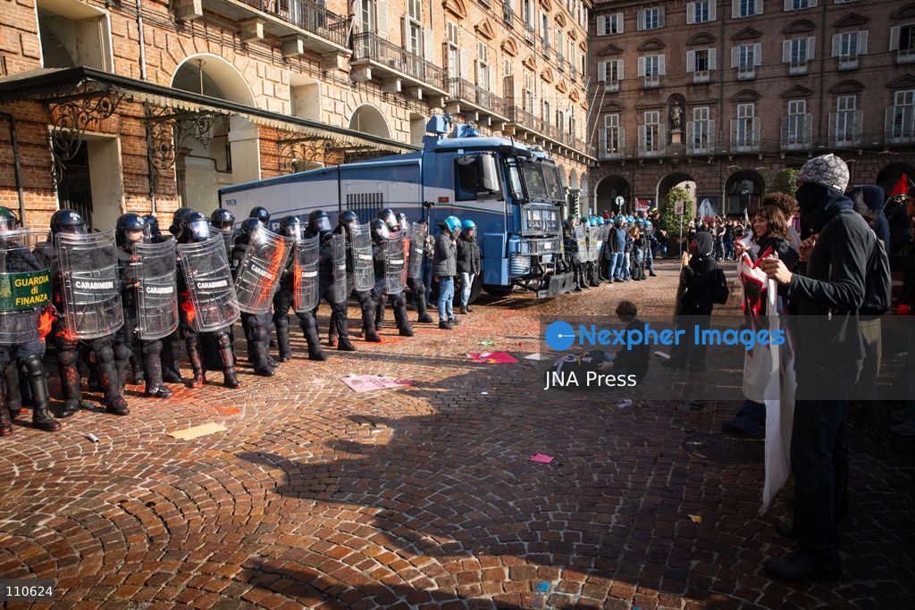 TURIN, ITALY - OCTOBER 30, 2026: Students and workers march through Turin during the general strike. Clashes broke out with police in Piazza Castello. (Photo by Luca Roggero/JNA Press via Nexpher Images)