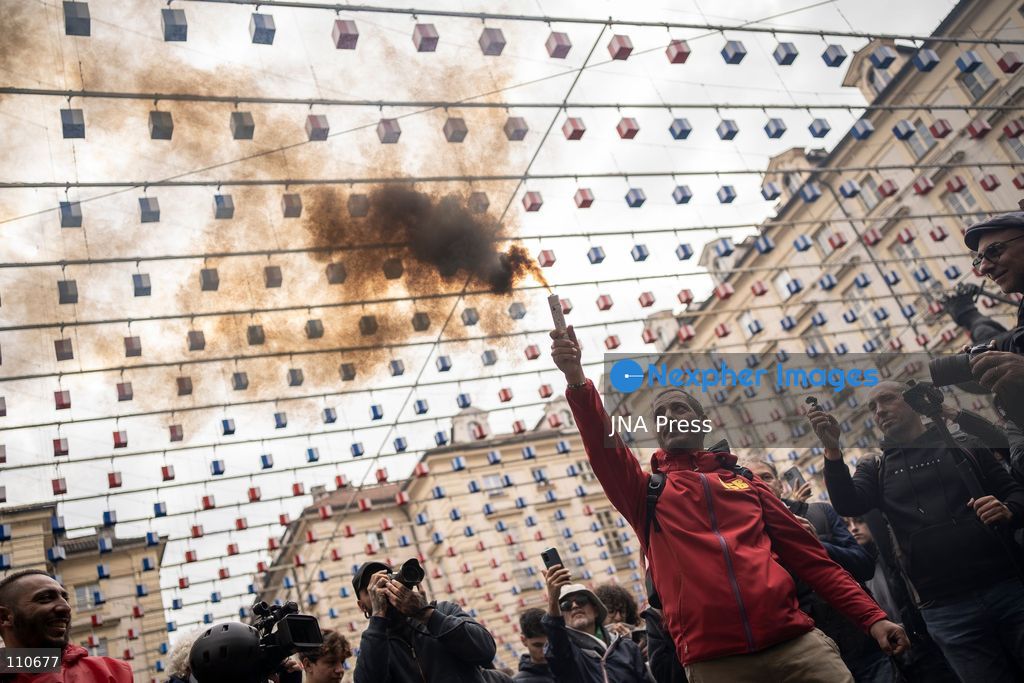 TURIN, ITALY - OCTOBER 30, 2026: Farmers, students and citizens, participate in protest during a national general strike called by the USB trade union. (Photo by Giulia Gorla/JNA Press via Nexpher Images)