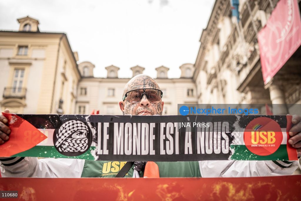 TURIN, ITALY - OCTOBER 30, 2026: Farmers, students and citizens, participate in protest during a national general strike called by the USB trade union. (Photo by Giulia Gorla/JNA Press via Nexpher Images)
