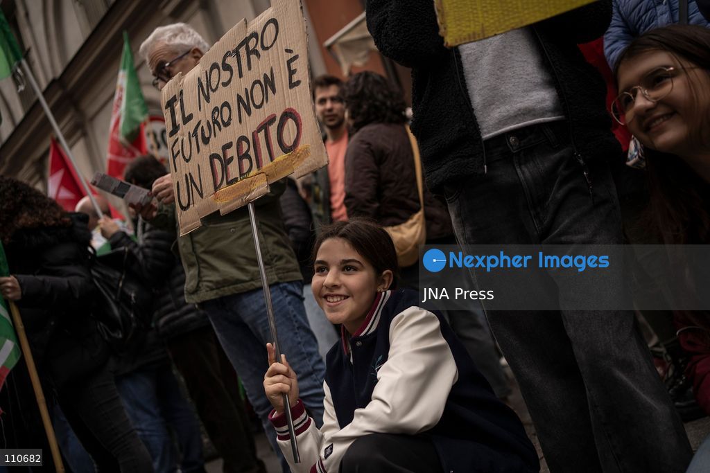 TURIN, ITALY - OCTOBER 30, 2026: Farmers, students and citizens, participate in protest during a national general strike called by the USB trade union. (Photo by Giulia Gorla/JNA Press via Nexpher Images)
