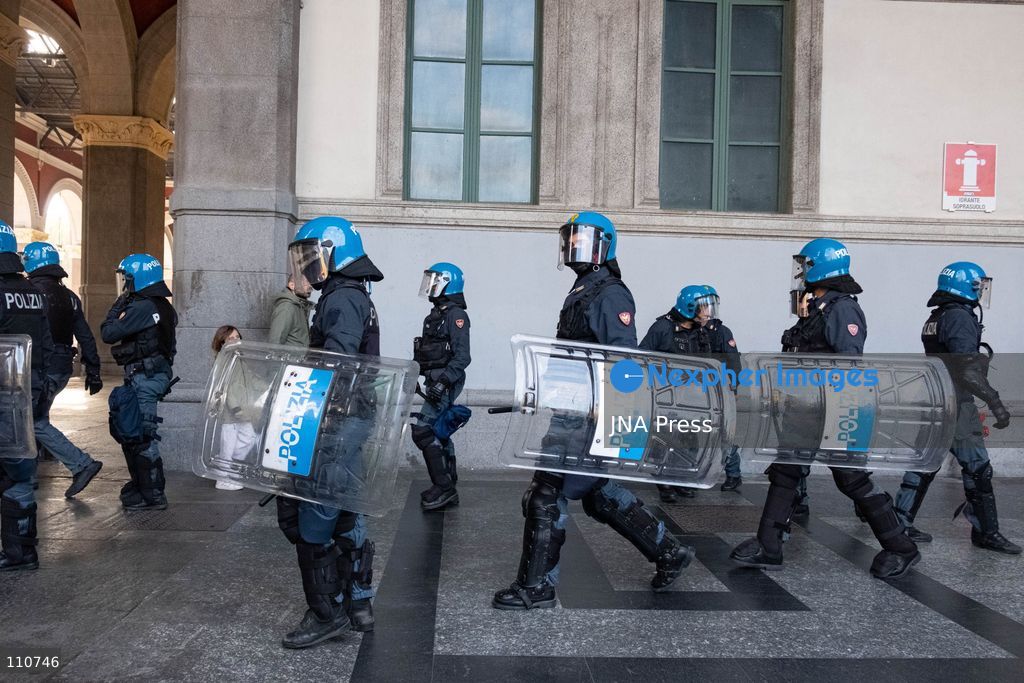 TURIN, ITALY - OCTOBER 30, 2026: Demonstrators marched through Turin during a general strike organized by the USB (Unione Sindacale di Base) trade union, protesting high living costs, low wages and poor school building conditions. A student contingent split off at Piazza Castello, where clashes with police resulted in three arrests. (Photo by Camilla Baronetto/JNA Press via Nexpher Images)