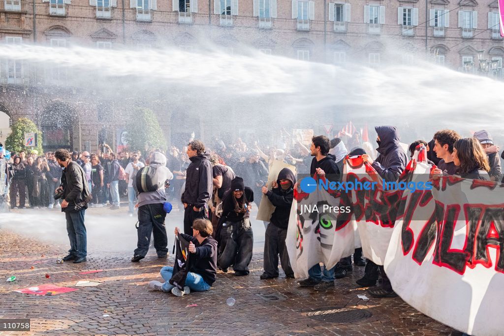 TURIN, ITALY - OCTOBER 30, 2026: Demonstrators marched through Turin during a general strike organized by the USB (Unione Sindacale di Base) trade union, protesting high living costs, low wages and poor school building conditions. A student contingent split off at Piazza Castello, where clashes with police resulted in three arrests. (Photo by Camilla Baronetto/JNA Press via Nexpher Images)