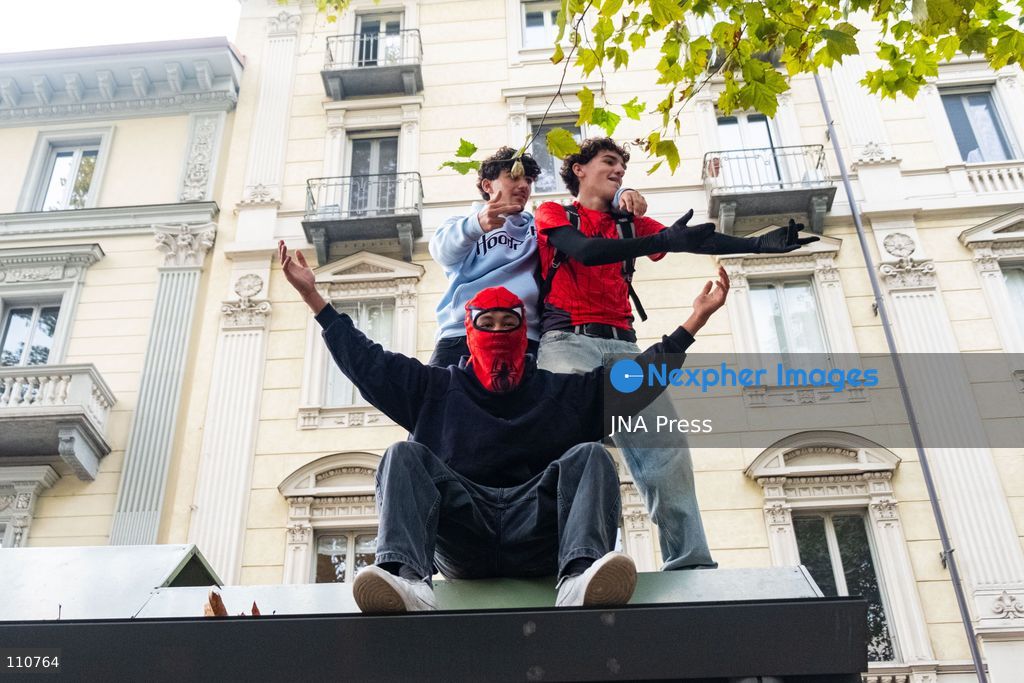 TURIN, ITALY - OCTOBER 30, 2026: Demonstrators marched through Turin during a general strike organized by the USB (Unione Sindacale di Base) trade union, protesting high living costs, low wages and poor school building conditions. A student contingent split off at Piazza Castello, where clashes with police resulted in three arrests. (Photo by Camilla Baronetto/JNA Press via Nexpher Images)