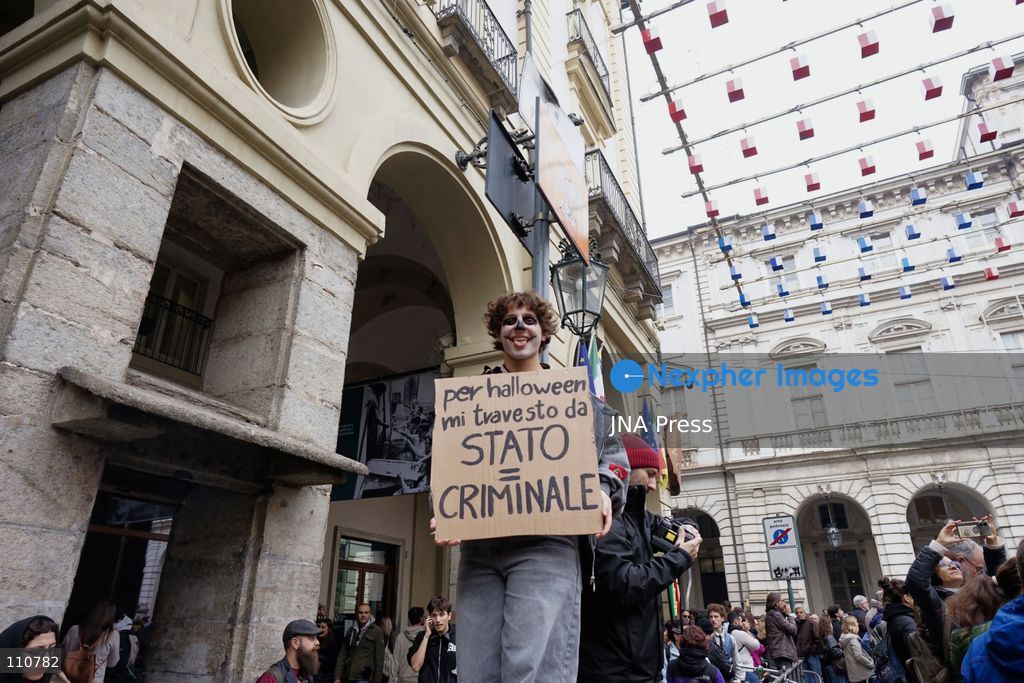 TURIN, ITALY - OCTOBER 30, 2026: Students and workers take to the streets of Turin during the nationwide general strike called by the Unione Sindacale di Base (USB), protesting against high living costs, precarious employment, low wages and poor conditions of the education system. (Photo by Chiara Antenucci/JNA Press via Nexpher Images)