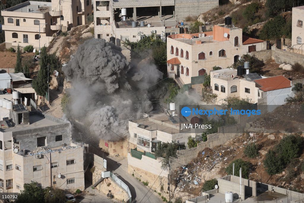 HEBRON, PALESTINE, OCTOBER 30, 2026: Israeli forces demolish the family homes of Ahmad and Hamouda al-Jaaba in Hebron, in the occupied West Bank. The two Palestinians are accused of carrying out an October 23 shooting attack near the Farsh al-Hawa entrance to the city that killed two Israeli soldiers and wounded others. (Photo by Mosab shawer/JNA Press via Nexpher Images)