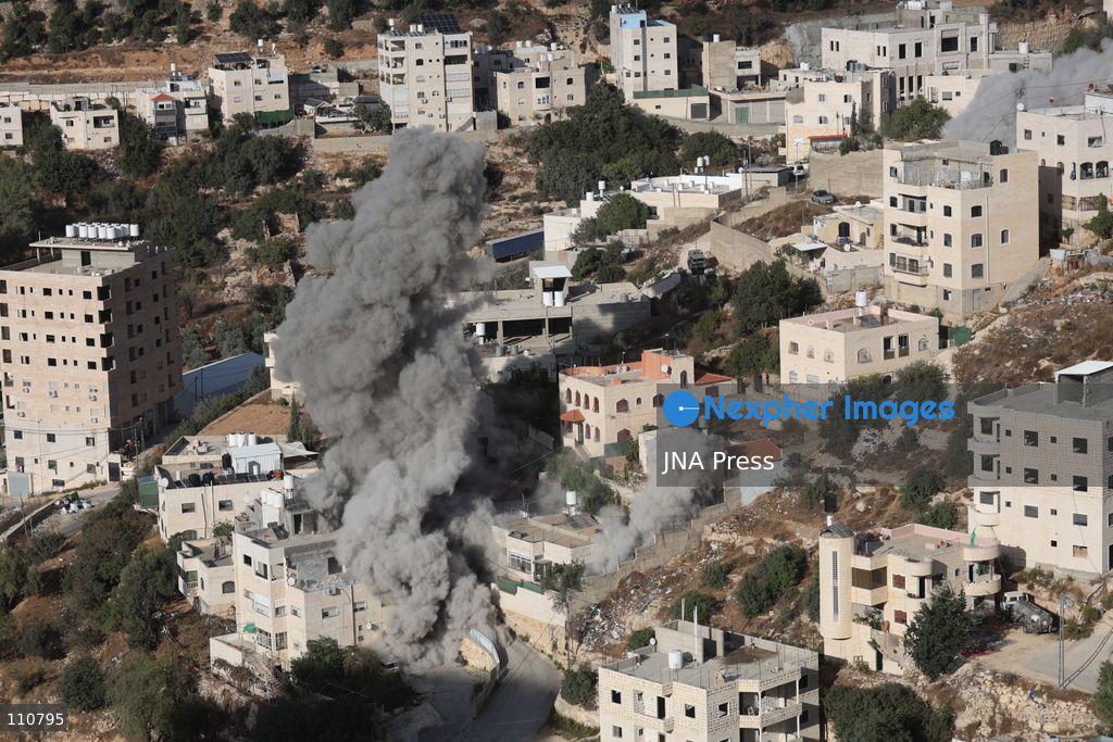 HEBRON, PALESTINE, OCTOBER 30, 2026: Israeli forces demolish the family homes of Ahmad and Hamouda al-Jaaba in Hebron, in the occupied West Bank. The two Palestinians are accused of carrying out an October 23 shooting attack near the Farsh al-Hawa entrance to the city that killed two Israeli soldiers and wounded others. (Photo by Mosab shawer/JNA Press via Nexpher Images)