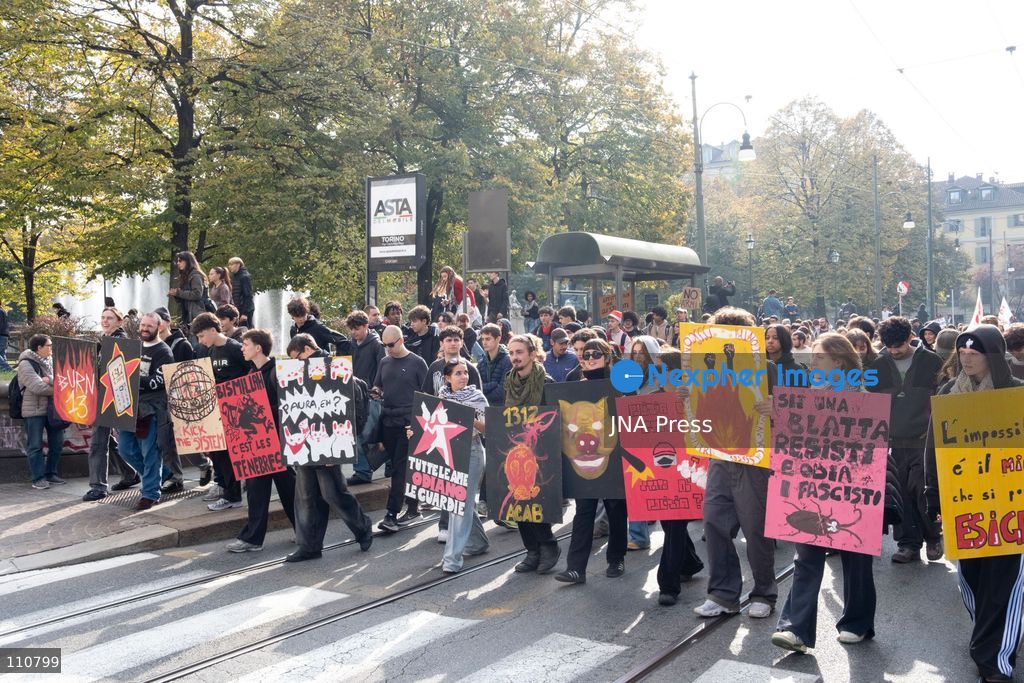 TURIN, ITALY, OCTOBER 30, 2026: Students march through central Turin during a national general strike called by the USB trade union. The student contingent follows a separate route from the main demonstration after departing from an occupied university campus, before gathering in Piazza Castello. (Photo by giulio longo/JNA Press via Nexpher Images)
