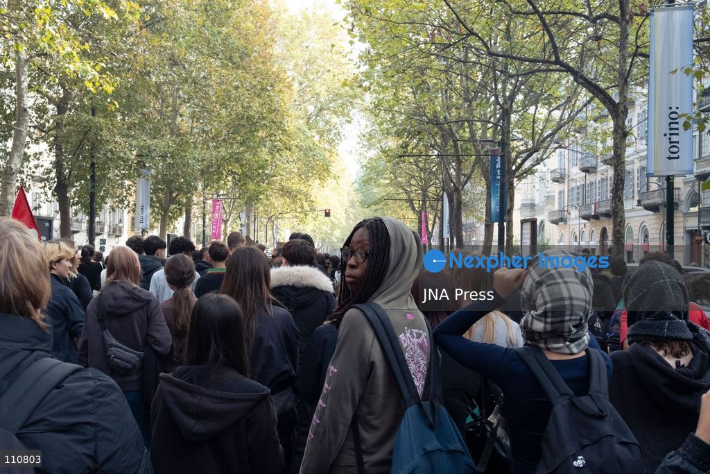 TURIN, ITALY, OCTOBER 30, 2026: Students march through central Turin during a national general strike called by the USB trade union. The student contingent follows a separate route from the main demonstration after departing from an occupied university campus, before gathering in Piazza Castello. (Photo by giulio longo/JNA Press via Nexpher Images)
