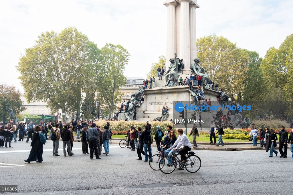 TURIN, ITALY, OCTOBER 30, 2026: Students march through central Turin during a national general strike called by the USB trade union. The student contingent follows a separate route from the main demonstration after departing from an occupied university campus, before gathering in Piazza Castello. (Photo by giulio longo/JNA Press via Nexpher Images)