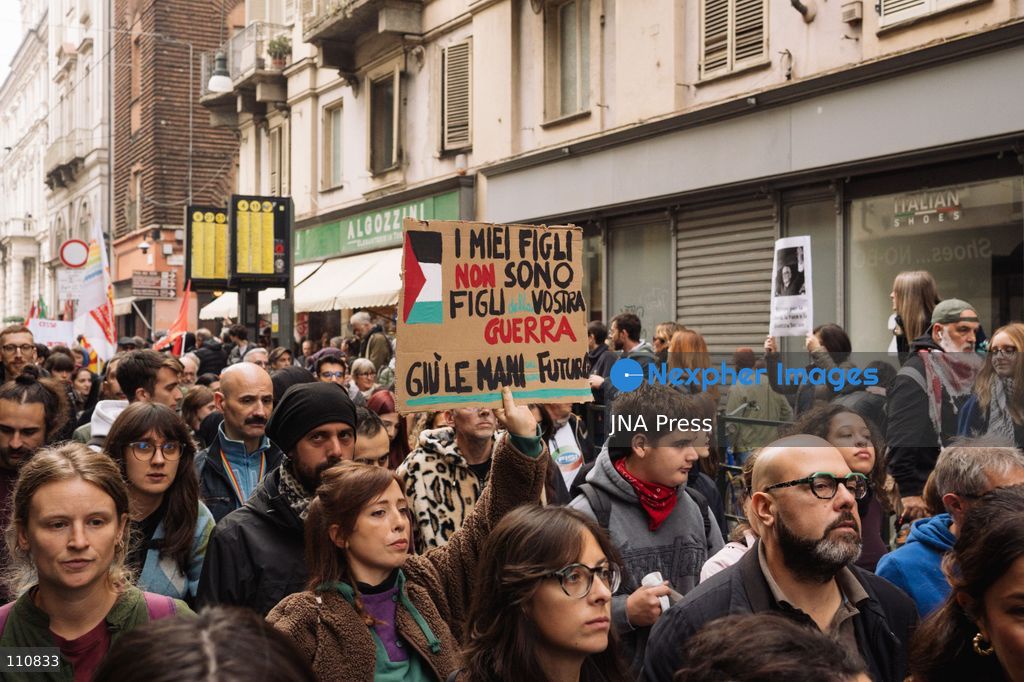 TURIN, ITALY, OCTOBER 30, 2026: Workers and demonstrators march through Turin during a nationwide general strike called by the Unione Sindacale di Base (USB) trade union. Protesters oppose war and rising living costs and demand protection for jobs and the right to strike. (Photo by Chiara Buldrini/JNA Press via Nexpher Images)